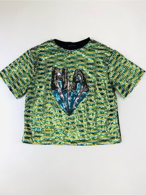 Endless Rose Glitter Sequin Heart Tee M Festival Party Top